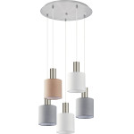 Homelighting SE21-NM-4-5BL-SH123 ADEPT FLEX Nickel Matt Pendant White, Grey, Brown Fabric Shade+ - (77-8931)