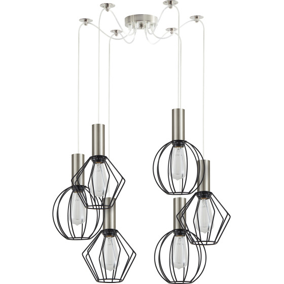 Homelighting SE21-NM-4-BL6-GR12 ADEPT FLEX Nickel Matt Pendant Black Metal Grid+ - (77-8923)