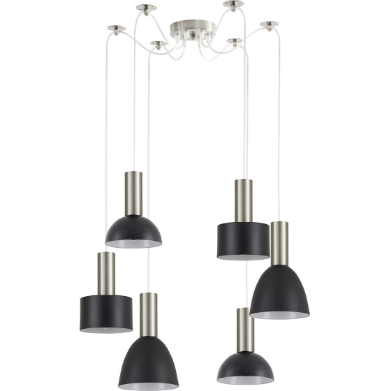 Homelighting SE21-NM-4-BL6-MS12 ADEPT FLEX Nickel Matt Pendant Black Metal Shade+ - (77-8928)