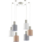 Homelighting SE21-NM-4-BL6-SH12 ADEPT FLEX Nickel Matt Pendant White, Grey, Brown Fabric Shade+ - (77-8933)