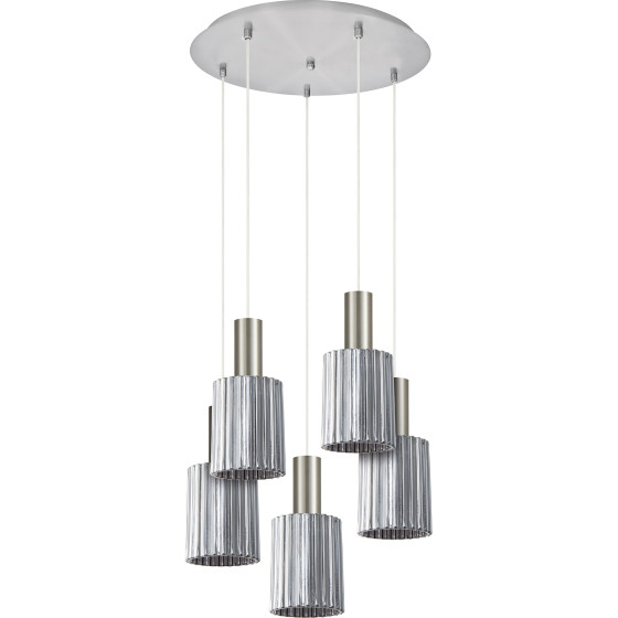 Homelighting SE21-NM-4-GL1-5NM ADEPT TUBE Nickel Matt Pendant Smoked Glass+ - (77-8397)