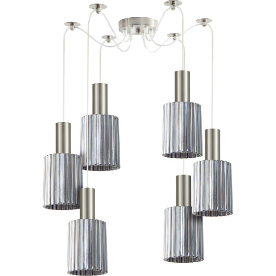 Homelighting SE21-NM-4-GL1-NM6 ADEPT TUBE Nickel Matt Pendant Smoked Glass+ - (77-8393)