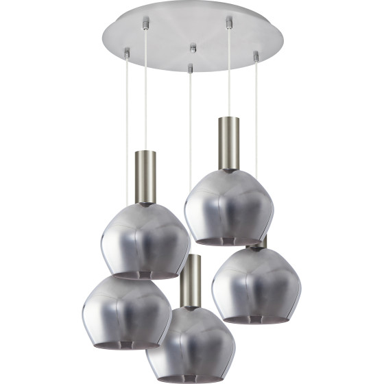 Homelighting SE21-NM-4-GL2-5NM ADEPT TUBE Nickel Matt Pendant Smoked Glass+ - (77-8404)