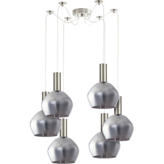 Homelighting SE21-NM-4-GL2-NM6 ADEPT TUBE Nickel Matt Pendant Smoked Glass+ - (77-8400)