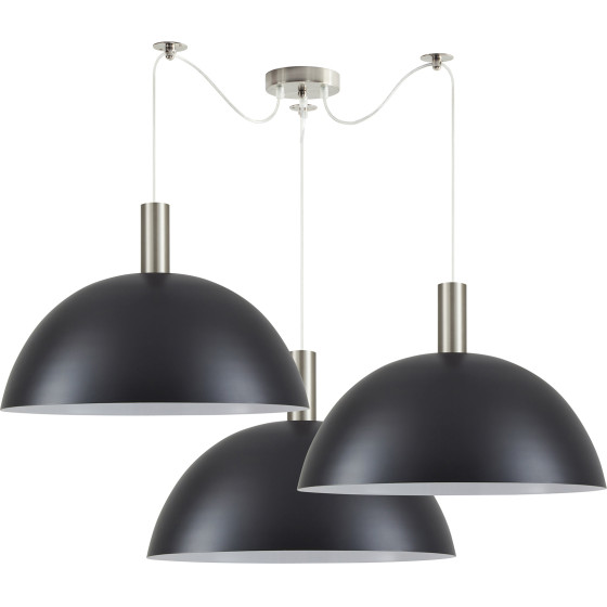 Homelighting SE21-NM-4-NM3-MS50 ADEPT TUBE Nickel Matt Pendant Black Metal Shade+ - (77-8412)