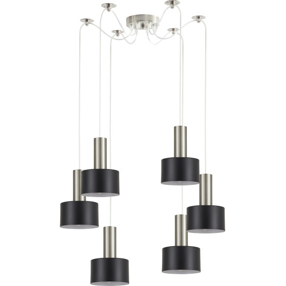 Homelighting SE21-NM-4-NM6-MS1 ADEPT TUBE Nickel Matt Pendant Black Metal Shade+ - (77-8450)