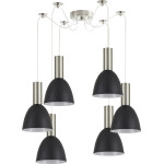 Homelighting SE21-NM-4-NM6-MS2 ADEPT TUBE Nickel Matt Pendant Black Metal Shade+ - (77-8457)