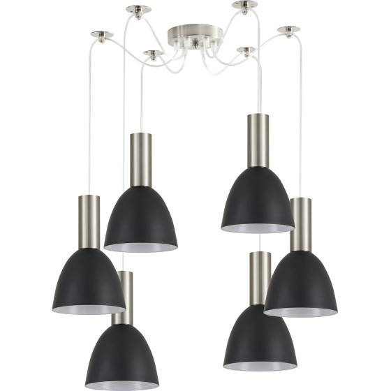 Homelighting SE21-NM-4-NM6-MS2 ADEPT TUBE Nickel Matt Pendant Black Metal Shade+ - (77-8457)