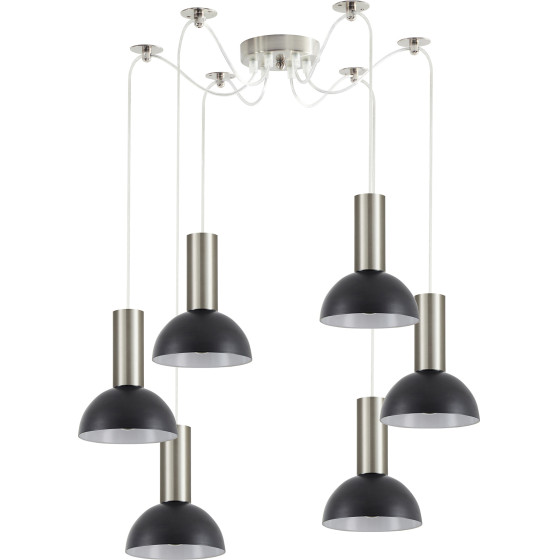 Homelighting SE21-NM-4-NM6-MS3 ADEPT TUBE Nickel Matt Pendant Black Metal Shade+ - (77-8464)