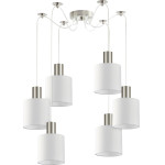 Homelighting SE21-NM-4-NM6-SH1 ADEPT TUBE Nickel Matt Pendant White Fabric Shade+ - (77-8415)
