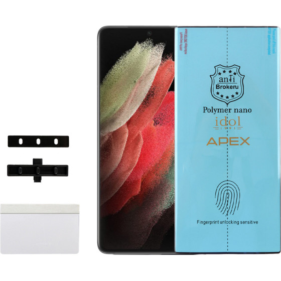 IDOL 1991 APEX POLYMER NANOTECH FILM SAMSUNG S21 ULTRA 5G G998 6.8'' FINGER UNLOCK FULL COVER WITH INSTALLATION KIT