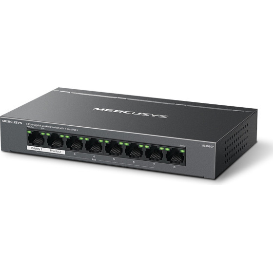 Mercusys Desktop Switch 8x 10/100/1000 Mbps, PoE+, Ver. 1.0 - (MS108GP)