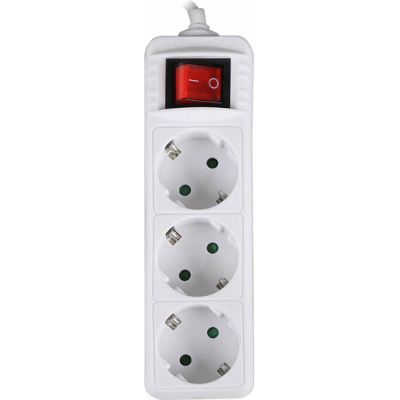 Lamtech Power Strip With Switch 3 Outlets White 3M - (LAM113287)