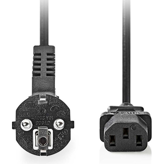 Nedis CEGL10000BK50 Power Cable Angled Scuko Male - IEC-320-C13 5.00m BLACK