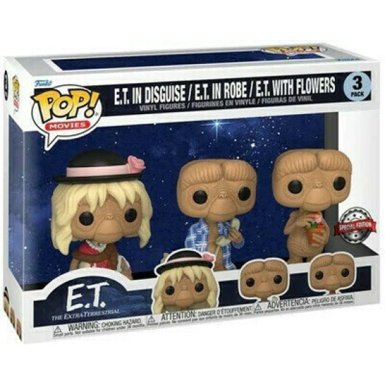 Funko Pop! 3-Pack Movies: E.T. - E.T. in Disguise / E.T. in Robe / E.T. with Flowers (Special Edition) Vinyl Figures