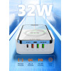 Ldnio ������� �������� AW004, USB-C/3x USB/wireless, 32W, PD/QC, ������