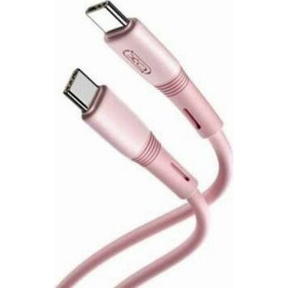 XO NB-Q226B 60W Silicone two-Color Type-C To Type-C Data Cable Pink - (XO NB-Q226B Pink)