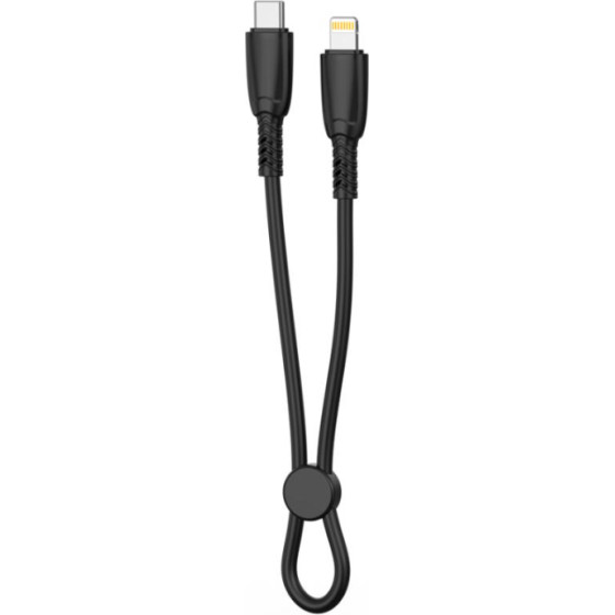 XO NB-Q248A Suluo Series Portable Silicone Type-c To Lightning 27W L=25cm Strip Cable Black - (XO NB-Q248A Black)