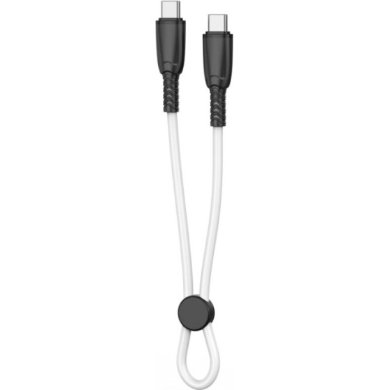 XO NB-Q248B Suluo Series Portable Silicone Type-c To Type-C 60W L=25cm Strip Cable White - (XO NB-Q248B White)