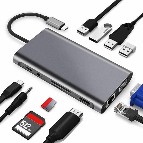 11 In 1 RJ45 USBx4 Vga Hdmipd Sd Tf Audio