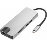 8in1 Usb C Hub RJ45 Hdmi USBx2 Vga Sd Tf USB3.0x2