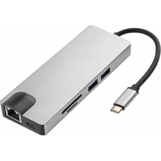 8in1 Usb C Hub RJ45 Hdmi USBx2 Vga Sd Tf USB3.0x2
