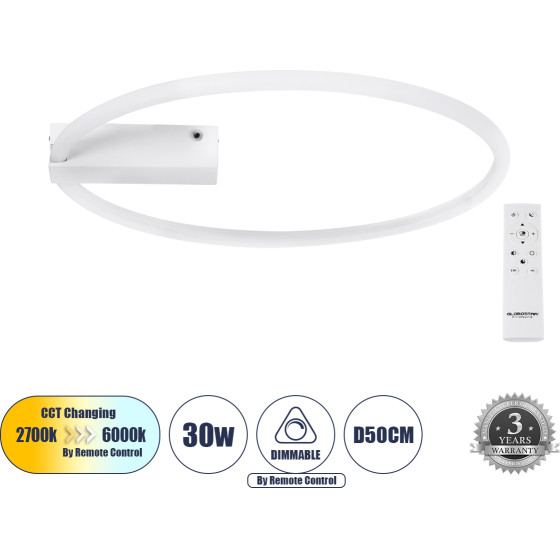 GloboStar Cinderella ��������� ������ ���������-������ Led Cct 30W 3360lm 360� Ac 220-240V - �������� �������� ���� ���������������� All In One ����� 6000k+������ 4500k+����� 2700k Dimmable �50cm - ����� - 3 Years Warranty - (60981)