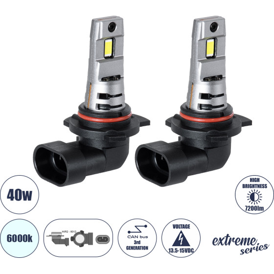 GloboStar 7S HIR2 9012 Kit ������� �������� ����������� & ������������ 3rd Generation Can-Bus Extreme Series Led 7035 Smd 40W 7200lm Dc 13.5-15V ��������� IP68 ����� ����� 6000K - (85657)