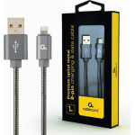 Cablexpert Premium Spiral Metal 8-Pin Charging And Data Cable 1M Metallic Grey Retail Pack - (CC-USB2S-AMLM-1M-BG)