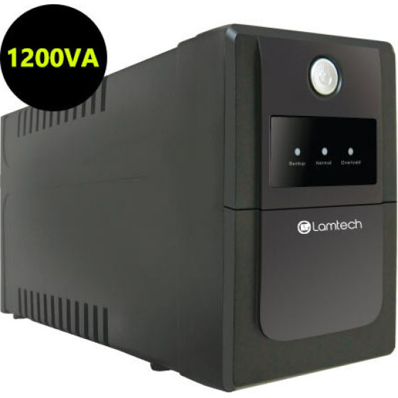 Lamtech Ups With Avr 1200V ,Cpu 2x12V7AH,PLASTIC,USB,4 Schuko Socket - (LAM040549)