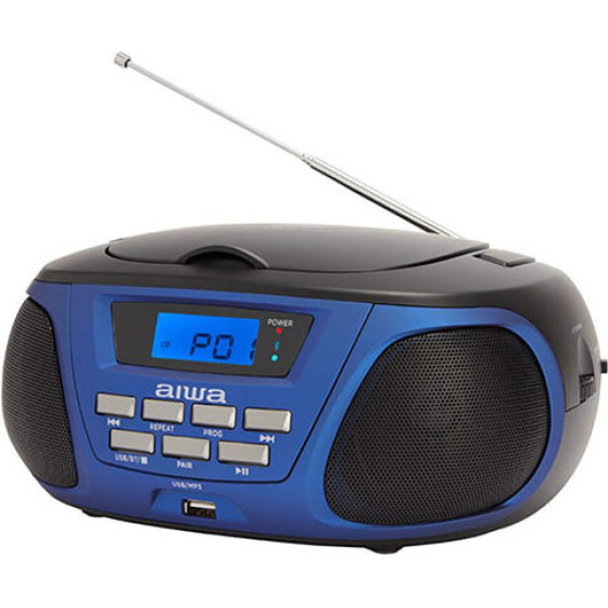 AIWA Bluetooth Boombox CD/MP3 Blue - (BBTU-300BL)