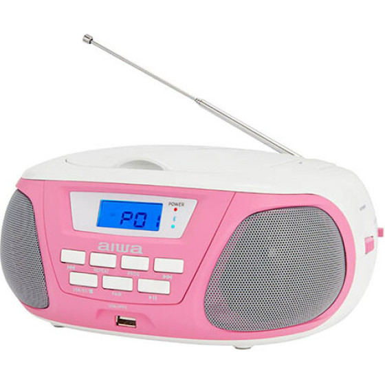 AIWA Bluetooth Boombox CD/MP3 Pink - (BBTU-300PK)