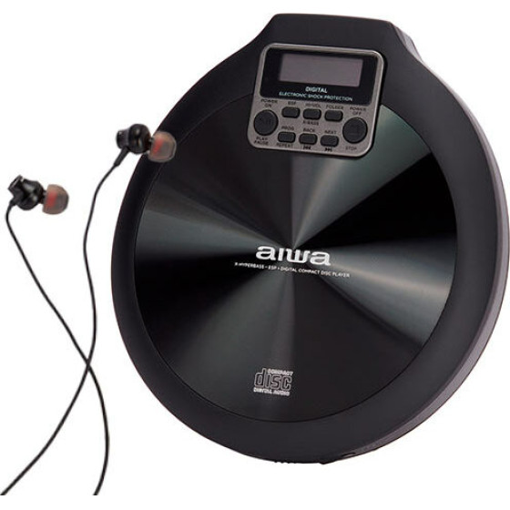 AIWA Portable Cd Player With Earphones Black - (PCD-810BK)