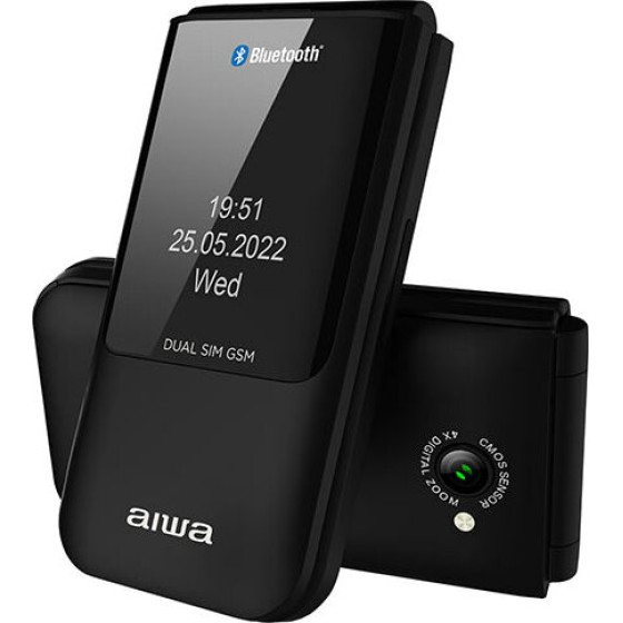 AIWA Slim Bt Clamshell FLIP-Style Dual Sim Phone Black - (FP-24BKMKII)