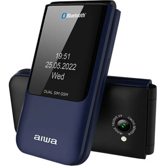 AIWA Slim Bt Clamshell FLIP-Style Dual Sim Phone Blue - (FP-24BL)