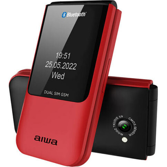 AIWA Slim Bt Clamshell FLIP-Style Dual Sim Phone Red - (FP-24RD)