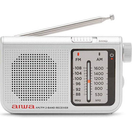AIWA Pocket AM/Fm Radio With Dual Analog Tuner Silver - (RS-55/SL)