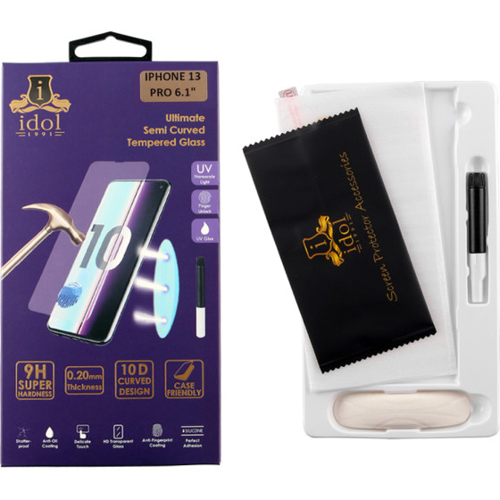 Idol 1991 Tempered Uv Glass Iphone 13 6.1'' 9H 0.20mm 10D Semi With GLUE-Tool Full Cover TRANSPARENT - (5205308322495)