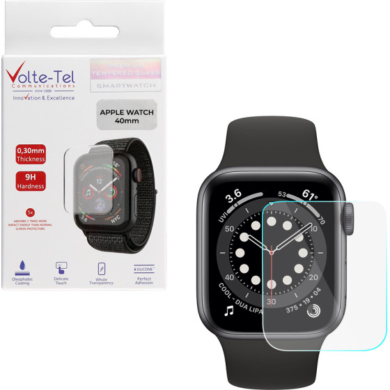 Volte-Tel Tempered Glass Apple Watch 38mm 1.5''/40mm 1.57'' 9H 0.30mm 2.5D Full Glue Full Cover Large (2.2x2.8mm) - (5205308280979)