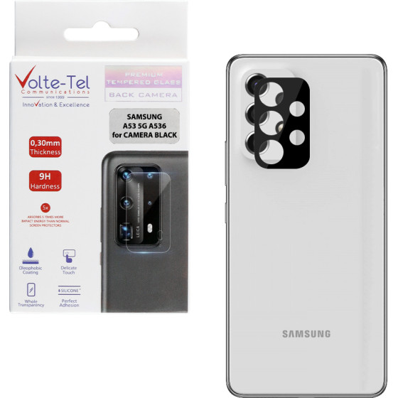 Volte-Tel Tempered Glass Samsung A53 5G A536 6.5'' 9H 0.25mm 3D Curved For Camera BLACK - (5205308305511)