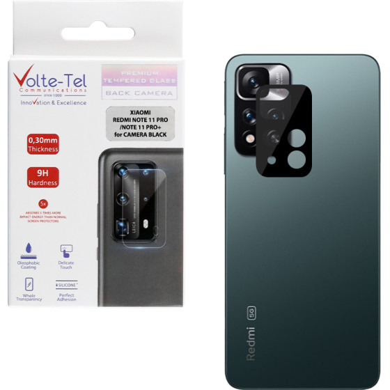 Volte-Tel Tempered Glass Xiaomi Redmi Note 11 PRO+ 6.67'' 9H 0.25mm 3D Curved For Camera BLACK - (5205308305528)