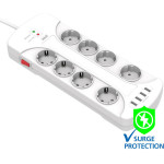 WELL ��������� 8x Schuko ��� 4x USB �� �������� 3m/3g1.5 �� ��������� EXTS-8S3M-PROT/USB4-WL