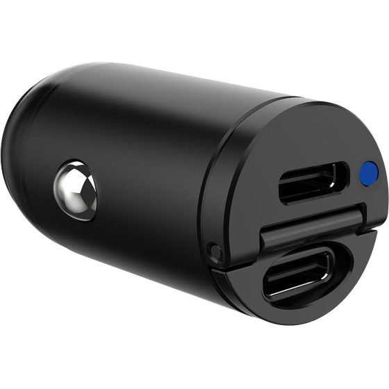 Celly ��������� ����������� Mini Car Charger 2 x Type C 30W ������ - (CCMINI2USBCBK)