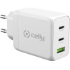 Celly ��������� ������ GaN 2 x Type-C 65W ��� USB-A 30W ������ - (TC3GAN65WWH)