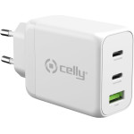 Celly ��������� ������ GaN 2 x Type-C 65W ��� USB-A 30W ������ - (TC3GAN65WWH)