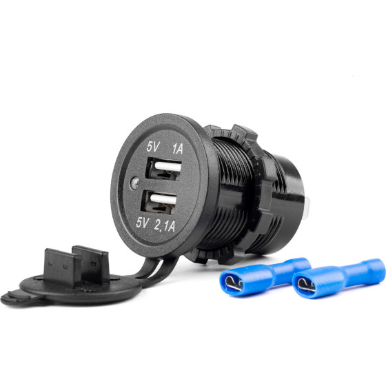 AMiO ����� �� 2 ����� Usb ��� ������ ����� 12/24V 5V 3.1A �37 mm�51mm MOD-03 - (02853)