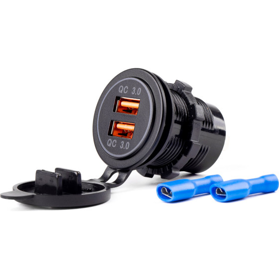 AMiO ����� �������� �� 2 ����� Usb 12/24V 3.0A �37mmX51mm Quick Charge 12/24V MOD-05 - (02855)