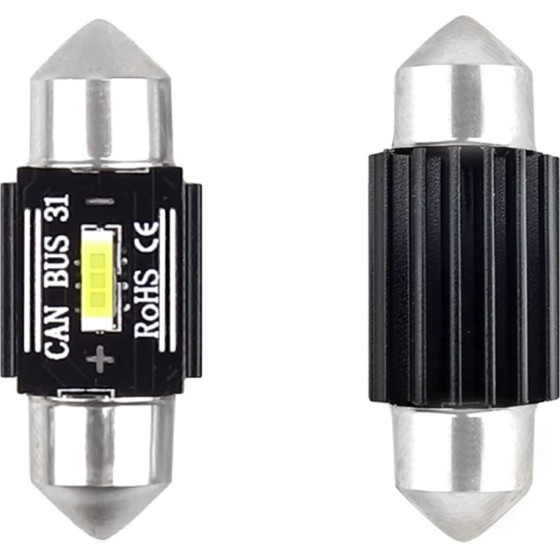AMiO �������� ����������� 31mm 12/24V 3,1W 5600K 1LEd Ultra Bright CAN-Bus Festoon (�����) - 2 ���. - (02441)