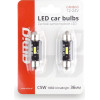 AMiO �������� ����������� 36mm 12/24V 3,1W 5600K 1LEd Ultra Bright CAN-Bus Festoon (�����) - 2 ���. - (02442)