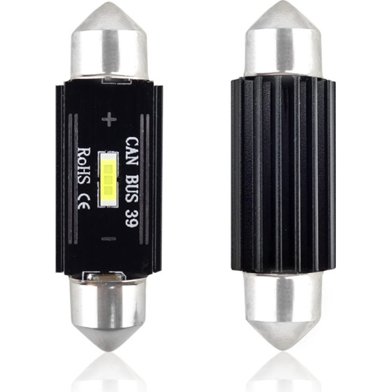 AMiO �������� ����������� 39mm 12/24V 3,1W 5600K 1LEd Ultra Bright CAN-Bus Festoon (�����) - 2 ���. - (02443)
